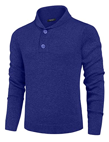 Coofandy Men's Casual Shawl Pullover Sweates V Neck Knitted Sweaters With Button #TOP1