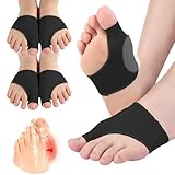 EASICUTI 2 Paar Hallux Valgus Korrektur Socken, Hallux Valgus Bandage mit Gel Polstern, Zehentrenner zur Linderung von Fußschmerzen durch Reibung, Scheuern und Druck, für Herren und Damen, Schwarz