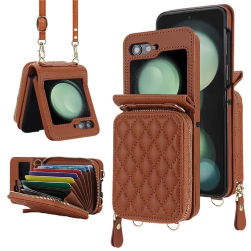 Étui portefeuille en cuir avec bandoulière pour Samsung Galaxy Z Flip 5 4 3