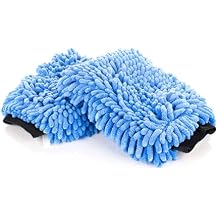The Rag Company - Premium Chenille Microfiber Knobby Wash Mitts - Perfect for Car Washing and Detailing; Scratch-Free, Lint-Free, Double-Sided, Plush, and Absorbent; Blue 2-Pack