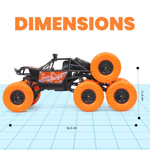 Image of Gooyo GY-104SP Hi-Speed Rechargeable Remote Control Rock Crawler Car with Smoke | 8 Tyres Monster Truck with Spray | 4x4 Off-Road RC Car Toy | Assorted | in-Built Battery | Gift Box Packaging
