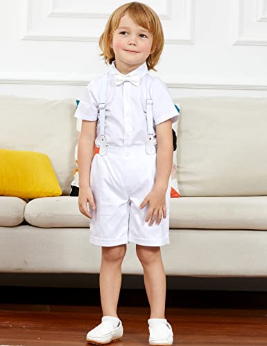 A&J DESIGN Baby Boy Gentleman Suspenders Outfit Infant Formal Wedding Dress Suits Set2