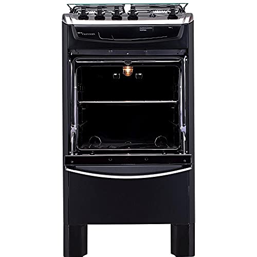 Fogão 4 bocas Preto Atlas New Fastcook com Acendimento Automático