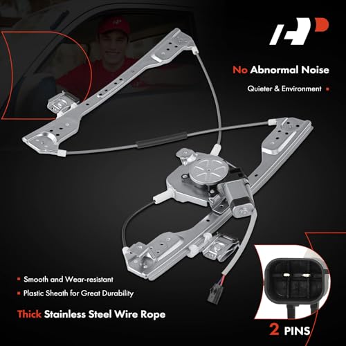 Image of A-Premium Front Driver Side Power Window Regulator with Motor (2-Pin) | Compatible with Chrysler 300 2005-2010 & Dodge Charger 2006-2010, Magnum 2005-2008, Without Anti-Pinch and One Touch Up