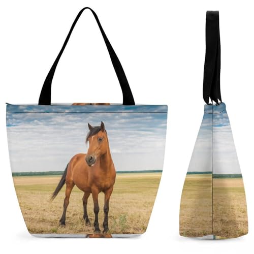 Sac à main pour femme cheval brun grand sac à bandoulière cabas sac de shopping pour voyage
