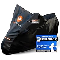 [ Test SEHR GUT ] Pro2Protect® Motorrad Abdeckplane SCHWARZ ORANGE wetterfest Outdoor Plane für Moped Roller Vespa Motorroller, 100% WASSERDICHT Garage Motorräder Abdeckung Motorradabdeckung Zubehör