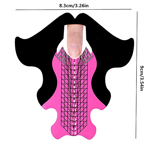 100Pcs Extra Long Art Nail Extension Paper Nail Art Tips Guide Sticker French Diy Tool Uv Gel Form Guide Stickers (Fish Patten Pink) #TOP1