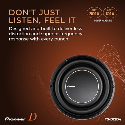 Image of Pioneer D-Series TS-D12D4 12 inch Subwoofer 1500W Max | Dual 4 Ohm Voice Coil for Flexible Wiring, Powerful Bass Output