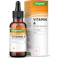 Vitamin A Tropfen - 70ml (2380 Tropfen) - Vitamin A (Retinylpalmitat) in MCT-Kokosöl gelöst ohne Alkohol - vegan, hochdosiert, ohne unnötige Zusätze