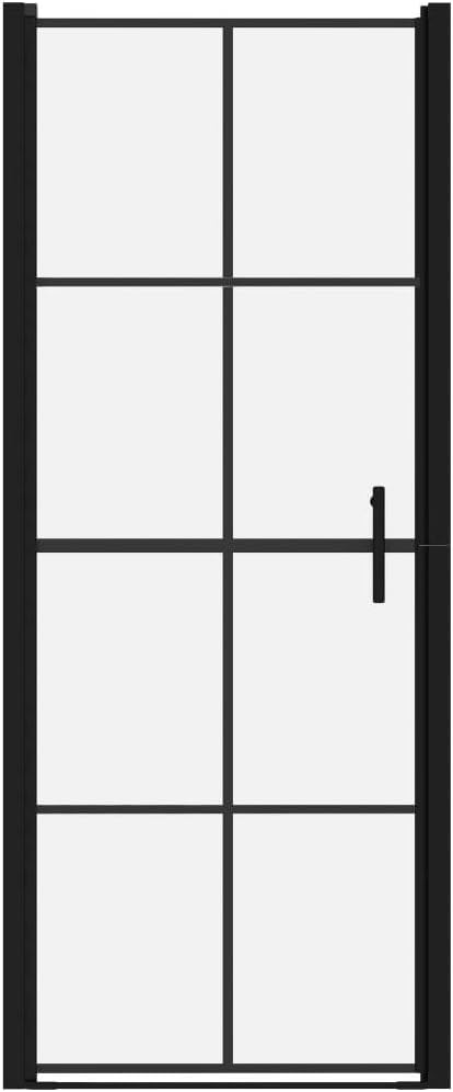 vidaXL Shower Door, Bathroom Shower Enclosure, Shower Screen with Stainless Steel Handle, Shower Cubicle, Tempered Glass 35.8"x76.8" Black