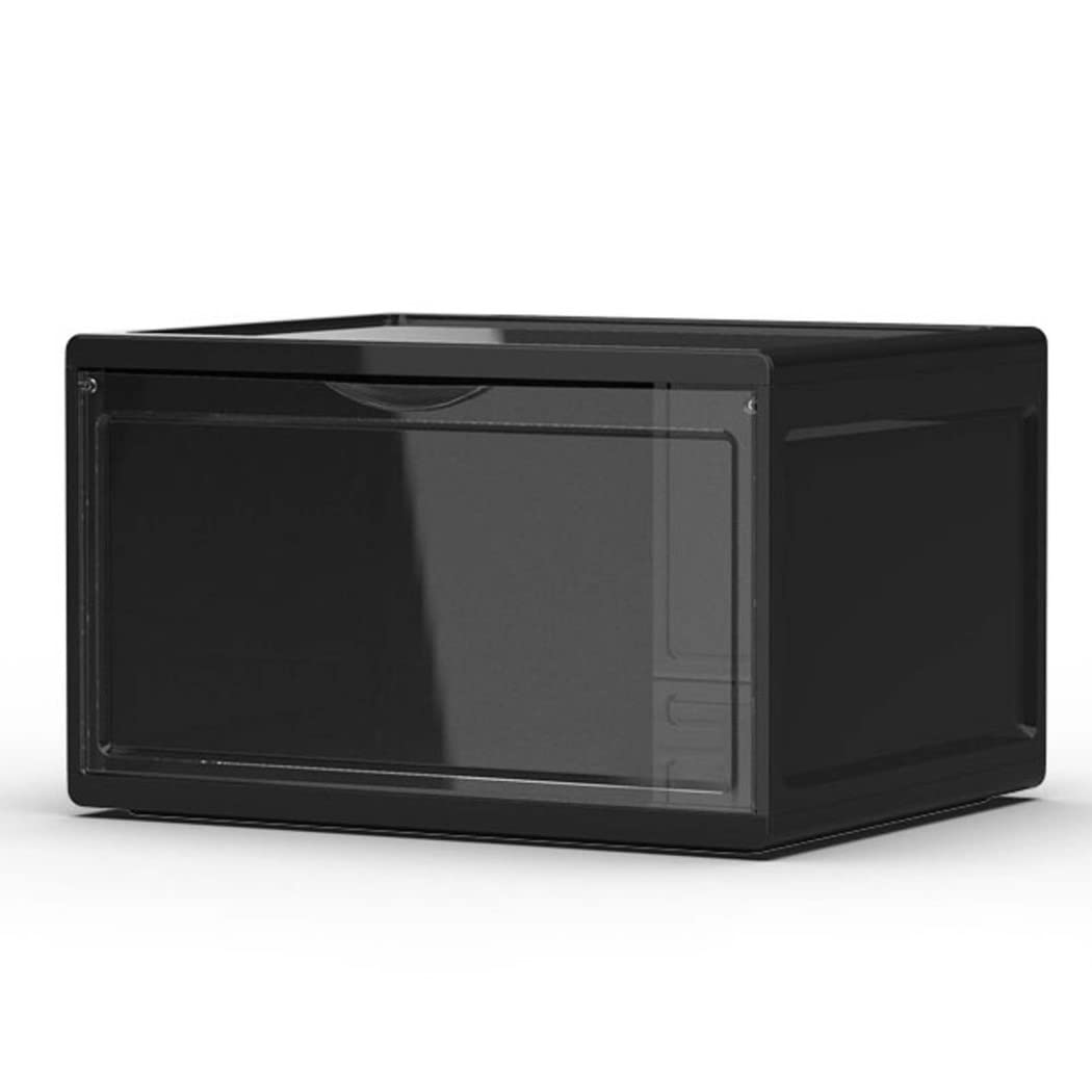 Boîte à chaussures empilable noire plastique acrylique grand modèle pour rangement trainers