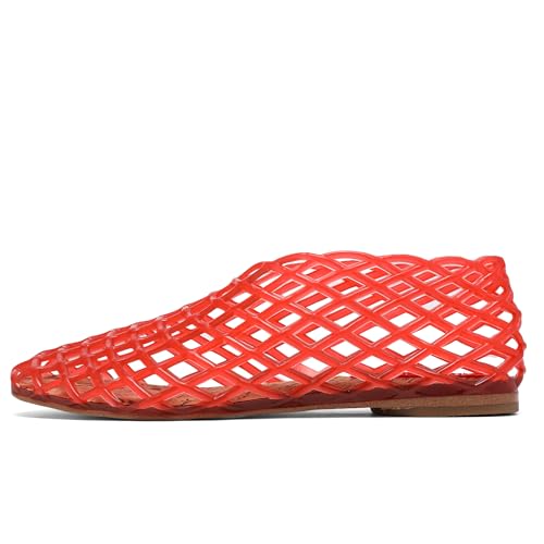 Jelly Mesh Ballet Flats - Comfortable Clear Jelly Shoes, Adult Women's Closed Toe Flats Sandals