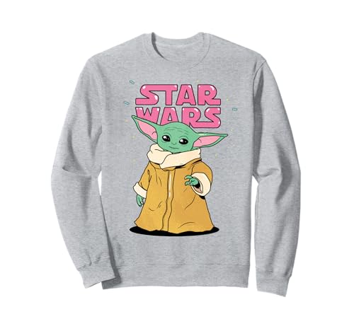 Sweatshirt The Mandalorian The Child avec lettrage rose style Star Wars pour fan