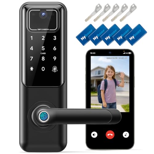 Image of WiFi Video Smart Keypad Door Lock with Camera and Doorbell, Keyless Entry