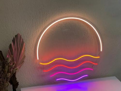 Image of LED Decorative Lights USB Mountains Sunrise Sunset Led Neon Signs Home Decoration Wall Art Holiday Gift Brightness Adjustable 15''x15''
