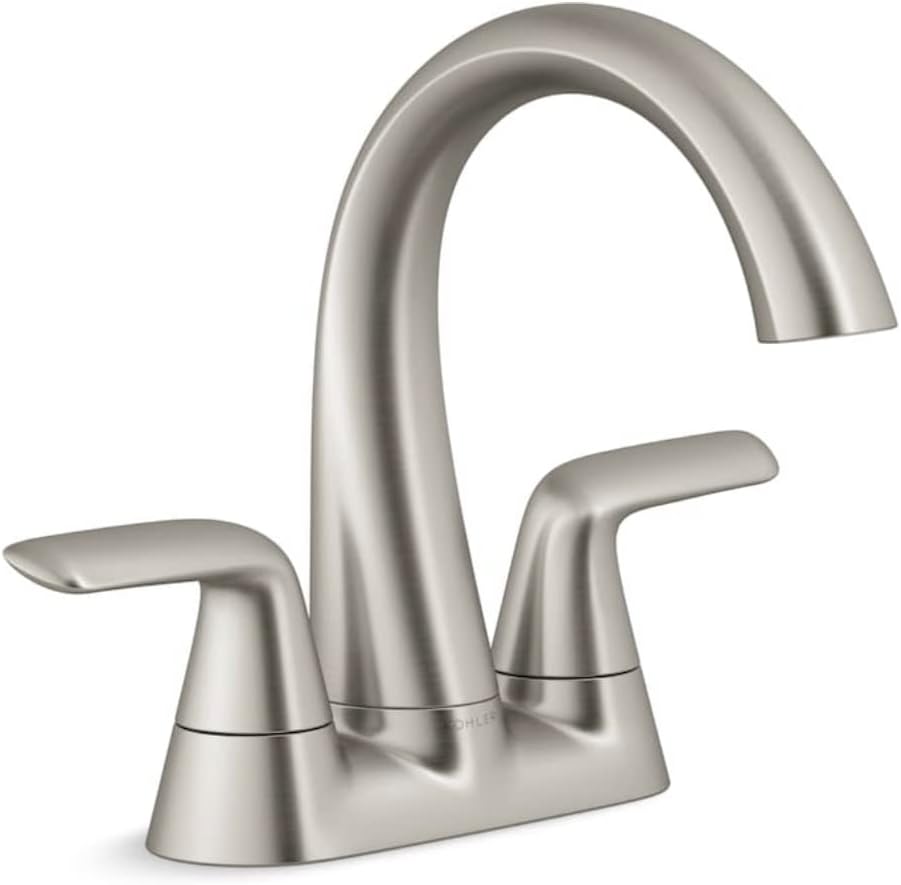 KOHLER Avail Vibrant Brushed Nickel 2-Handle 4-in centerset WaterSense ...