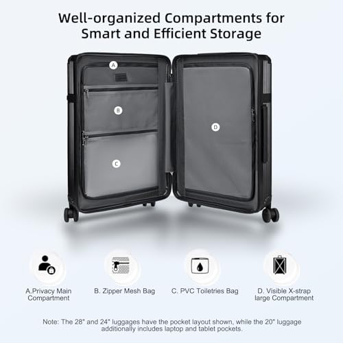 Image of Arctic Hunter 24 inch Check-in Trolley Bag Medium 65cm PC Hardshell Suitcase with Laptop Sleeve, TSA Lock & Silent 360 TPE Wheels, Anti-Collision Design, Pale Mauve