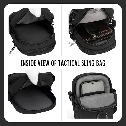 Image of CARRY TRIP Tactical Outdoor Sling Bag with Adjustable Strap, 2 Compartments, Water-Resistant Material, Keychain & Card Slots - Hiking, Camping & Travel Crossbody Bag for Men & Women
