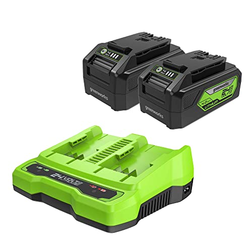 Greenworks 24V 4.0Ah USB Battery (2-Pack) Starter Kit + Dual Port Rapid Charger (Genuine Greenworks Parts) by Greenworks - Used condition - US$91.34