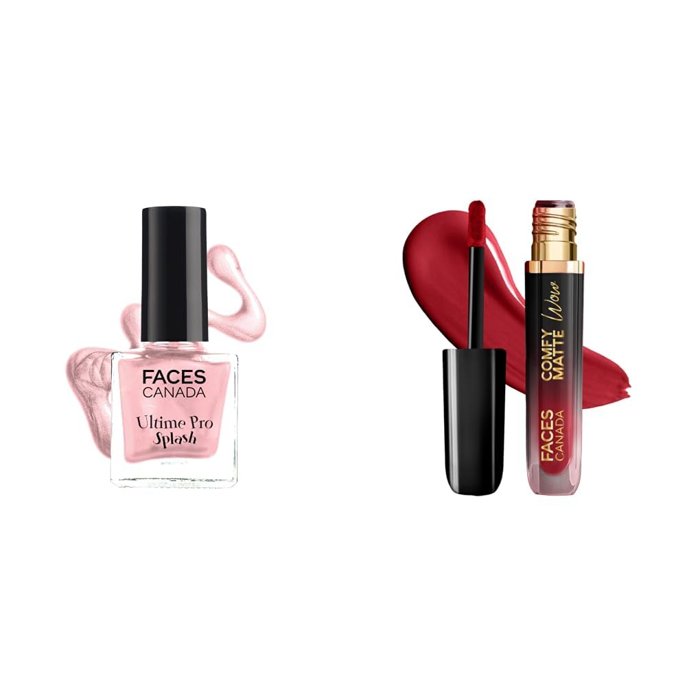 FACESCANADA Splash Glossy Finish Nail Enamel Twinkle 36 8ml & Comfy Matte Wow Liquid Lipstick Maroon Maven 05 3.8ml-image-49