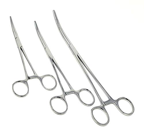 SURGICAL ONLINE Durable 4-Piece Curved Hemostat Set - High Quality Stainless Steel, Autoclavable, Precision Tips, Serrated Jaws, Three Locking Positions (3.5”, 5”, 6.25”, 8