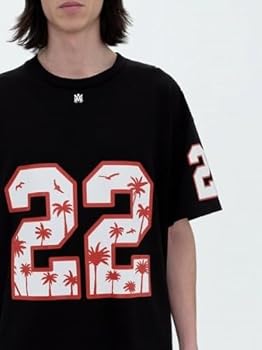 Amazon.co.jp: AMIRI OVERSIZED 22 FOOTBALL TEE T-shirt, Black