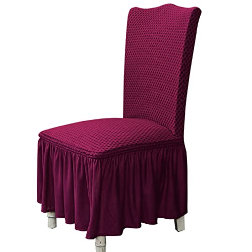 YUMIYU Fundas Sillas Funda para Silla de Comedor, Elástica fácil de Limpiar cubiertade Asiento Anti Arrugas Polyester-Spandex-Material por Decor Restaurante -Rojo-un tamaño Cover