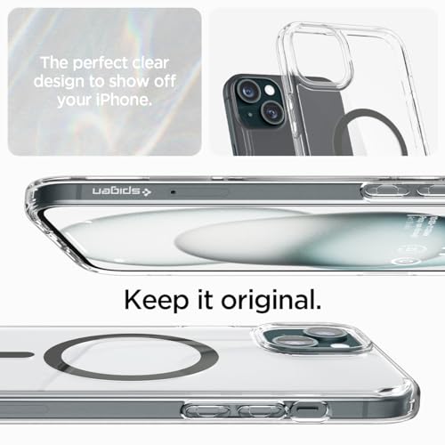 Image of Spigen Ultra Hybrid MagFit Back Cover Case for iPhone 15 /14 /13, MagSafe Compatible, Air Cushion Technology - PC+TPU | Graphite