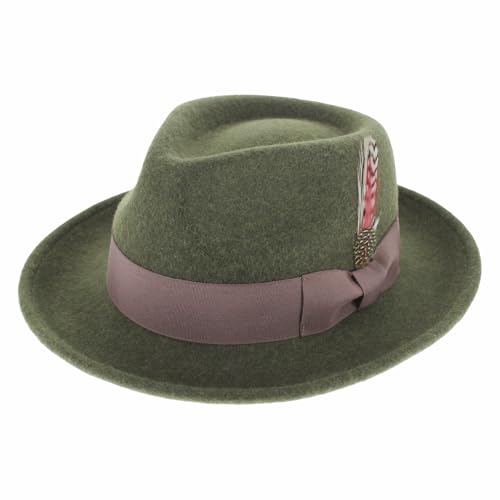 Image of Belfry Gangster Men's Fedora - Crushable 100% Wool Felt Hat, Stain Resistant & Travel Friendly Dress Fedora