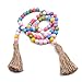 QTMY Easter Tiered Tray Decor Items,Colorful Wood Bead Garland with Jute Tassel,Rustic Wooden Bead Spring Farmhouse Home Decor (Colorful)