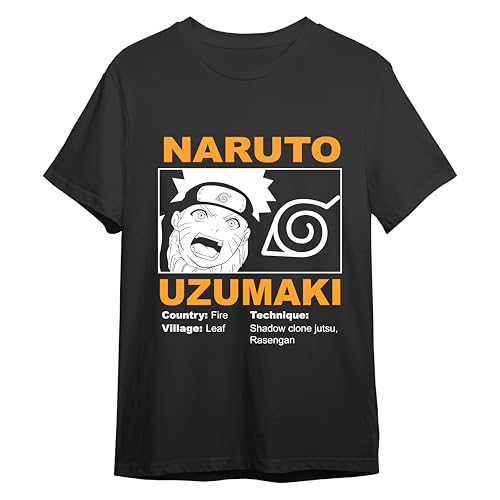 T-shirt Naruto Uzumaki noir M fini les vêtements manga fragiles