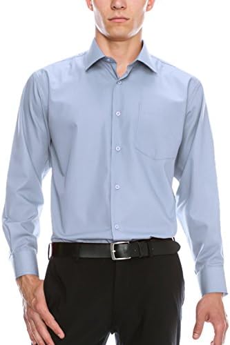 Mens Fashion Fit Regular Fit Dress Shirt 15-15.5N-32/33S (M) Babyblue Shirt