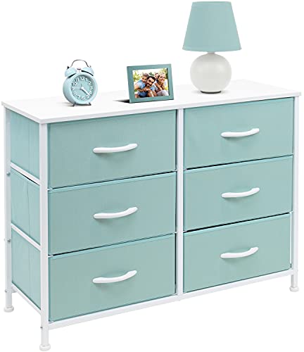 Sorbus-Dresser-with-6-Drawers-Furniture-Storage-Tower-Unit-for-Bedroom-Hallway-Closet-Office-Organization-Steel-Frame-Wood-Top-Easy-Pull-Fabric-Bins-6-Drawer-Pastel-Aqua 41e0cwJwudS