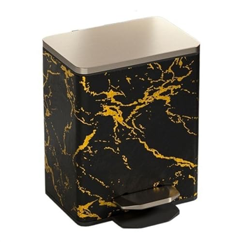 Papelera con tapa y pedal acero inoxidable 9L negro-dorado