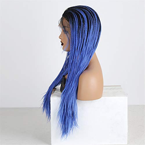 Perruque longue ombre blonde synthétique avec double tresse