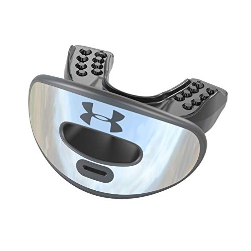 Under Armour Football Lip Guard - Mouthpiece with Strap, Full Mouth Protection for Braces - Silver - image 1