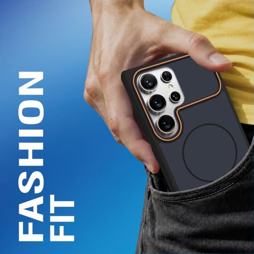 AIBEX® Protective Case for Samsung Galaxy S24 Ultra 5G | Luxury Dual Color MagSafe Magnetic Silicone Back Cover with Camera Lens Protection, Strong Magnetic Support, Anti-Slip Grip - Black - Image 7