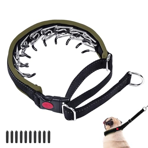 Image of Martingale No Pull Dog Collar, Heavy Duty Nylon With Buckle, Adjustable Anti Pull Reflective Slip for Large Medium Small Dog Training Walking S Army Green