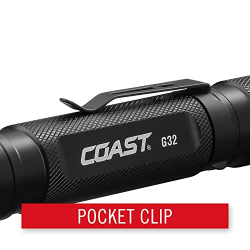 Coast G32 465 Lumen Flashlight With Pure Beam, Twist Focus And Bulls-Eye Spot Beam, Black #TOP6