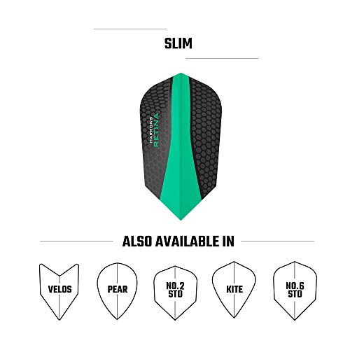 Harrows Retina | Premium Extra Strong 100 Micron Dart Flights in Slim Shape, 1 Sets of 3 Flights, 3 Flights In Total, Jade - Thumbnail 6