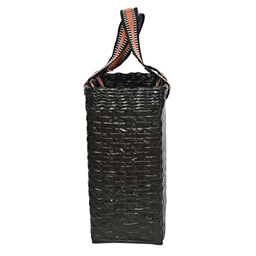 Image of PAPERUS Re-usable SMALL Dark Brown Carry Bag | Shopping Bag | Handbag | Tiffin Basket | Lunch Bag, Eco-friendly Handmade of Paper Ropes 11 In Tall 10 In Length 5 In Wide Base