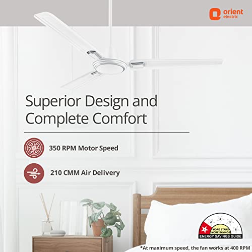 Image of Orient Electric 1200 mm Pacific Air Deco| Decorative ceiling fan | Powerful airflow| BEE Star Rated | 2-year warranty | White Silver, pack of 2