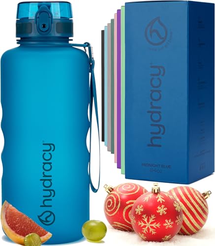 Hydracy Botella de Agua con Marcador de Tiempo - 2 L Botella de Agua Deportiva sin BPA - Botella de Gimnasio Antifugas con Funda Antitranspirante e Colador de Infusión