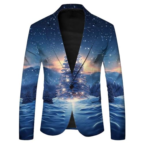 Blazer d'affaires de Noël à impression 3D amusante et coupe slim
