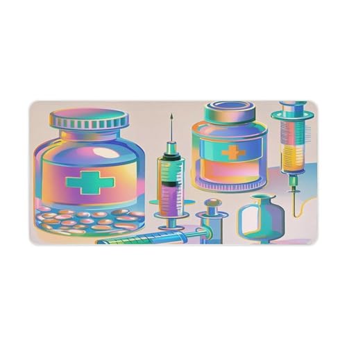 Alfombrilla de escritorio grande con diseño médico y base antideslizante