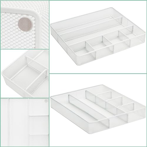 Annova Bandeja organizadora de cajones de escritorio para organización de oficina, malla de metal, accesorios y suministros de oficina (White) - imagen 5