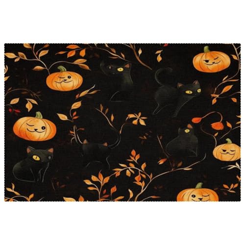 Sets de table pour salle à manger ambiance automne et chats mystiques