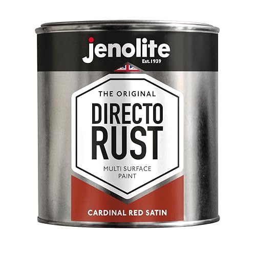 JENOLITE Directorust Satin Paint | CARDINAL RED | Multi Surface Paint | For Use On Wood, Metal, Plastic, Ceramic & Rusted Surfaces | 1 Litre (RAL 3001)