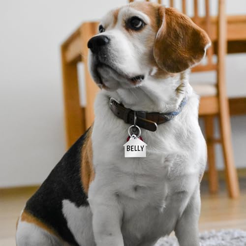 Abbylike Stainless Steel Pet ID Tags Engraved Cute Cat Dog Tags for Puppy Cat Dog Pet, Many Shapes Including House, Bone, Heart, Bow Tie, Circle, Bell, and More, Silver - Image 3