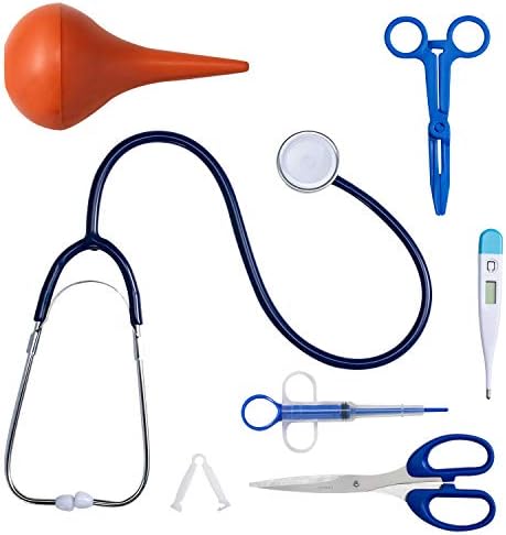 GSSFASHION Puppy Kitten Whelping Kit, Whelping Kit with Feeding Nipple Bottle Stethoscope Scissors Cord Clamps Aspirator etc Full kit